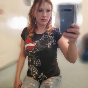 A black Ritual shirt w/ cool rose and tribal